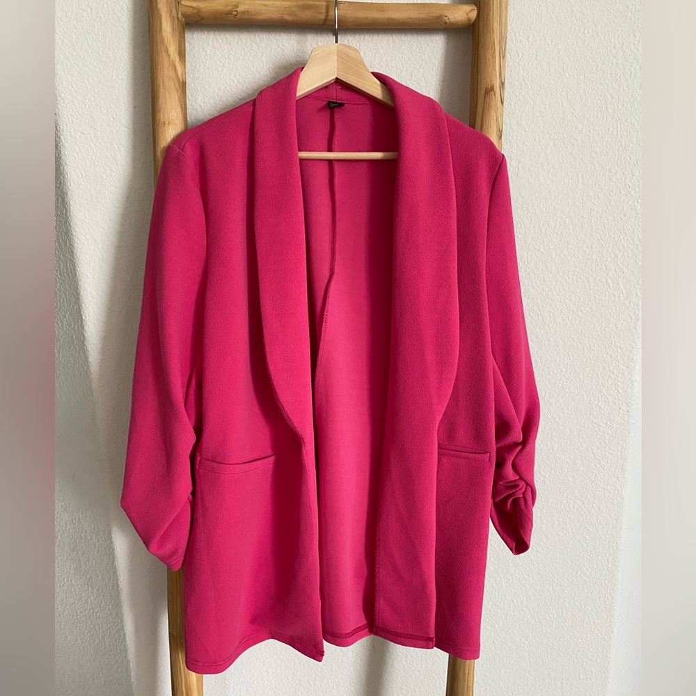 Pink Blazer Scrunched Sleeves